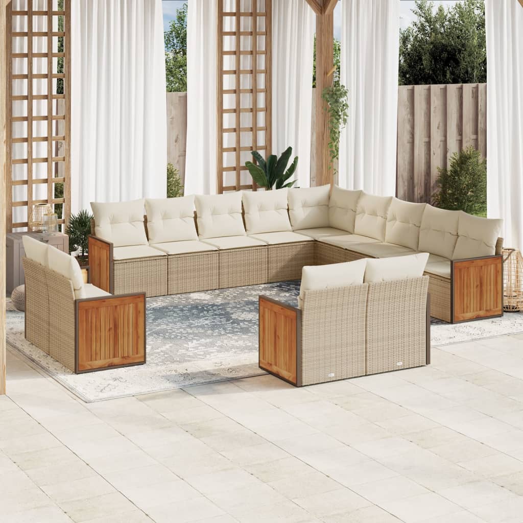 13-delige Loungeset met kussens poly rattan beige is nu te koop bij PeponiXL, paradijselijk wonen!
