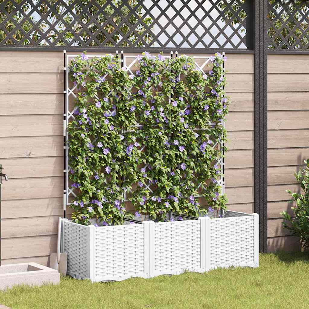 Tuin Bloempot 3 pcs Wit 120 x 40 x 143 cm Kunststof is nu te koop bij PeponiXL, paradijselijk wonen!
