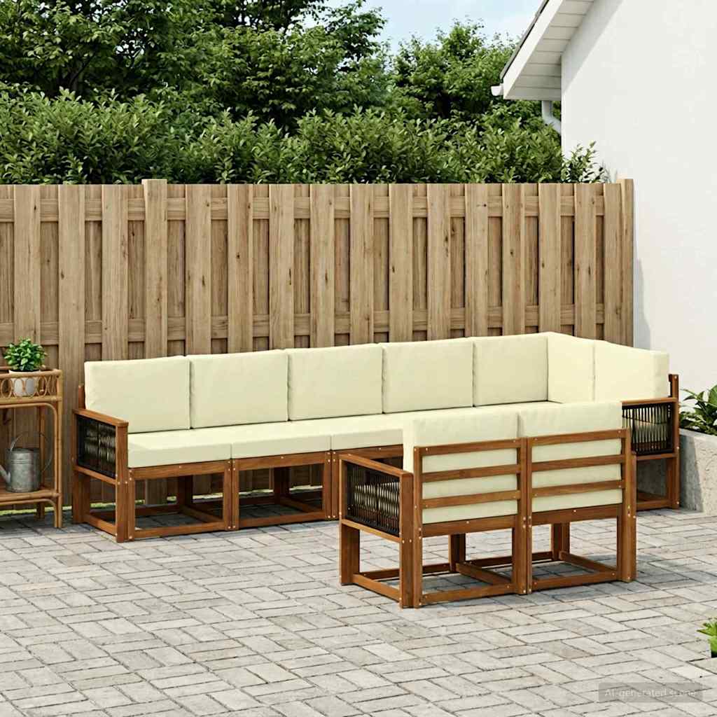 Buiten bankenset met kussen 8 pcs Natuurlijk en Crème Polyester is nu te koop bij PeponiXL, paradijselijk wonen!