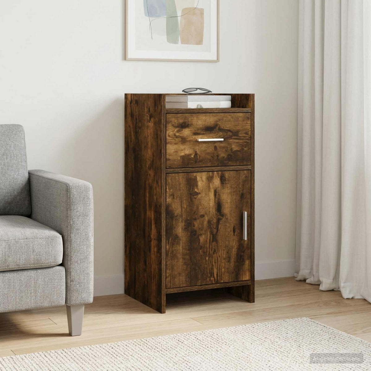 Dressoir Gerookt eiken 40 x 36 x 80 cm Bewerkt hout is nu te koop bij PeponiXL, paradijselijk wonen!