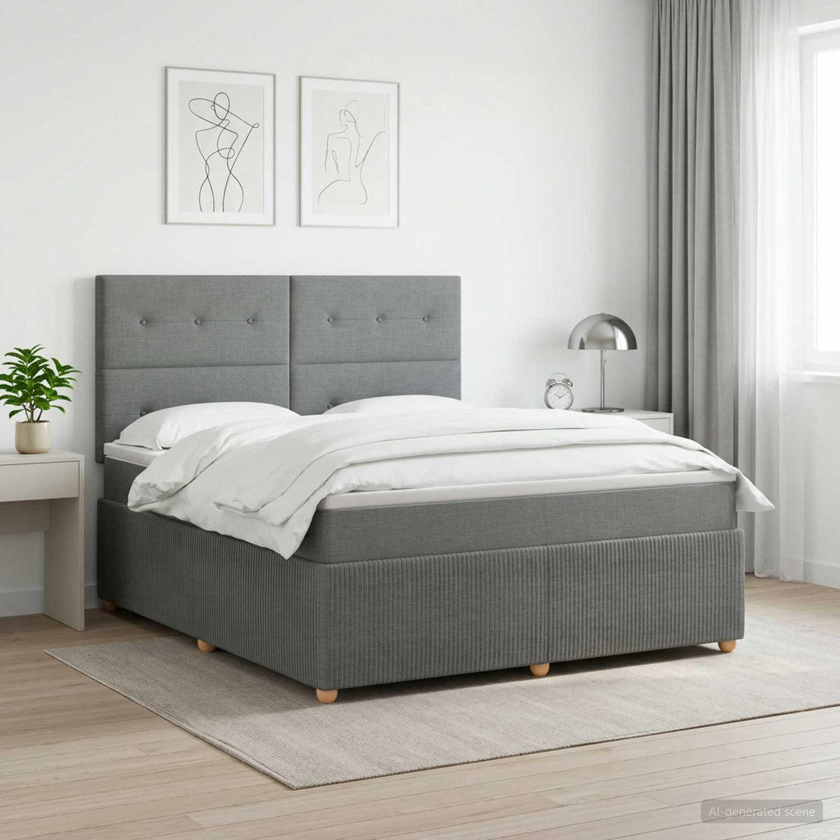 Boxspringbed met matras Donkergrijs 140 x 190 cm Stof is nu te koop bij PeponiXL, paradijselijk wonen!