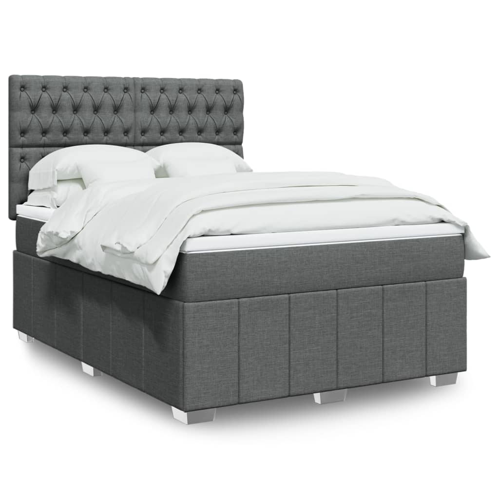 Boxspring met matras stof donkergrijs 160x200 cm is nu te koop bij PeponiXL, paradijselijk wonen!