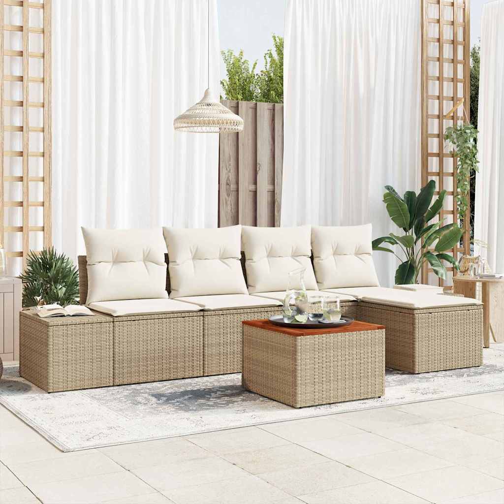Tuinbankenset 6 st Beige en Crème poly rattan is nu te koop bij PeponiXL, paradijselijk wonen!