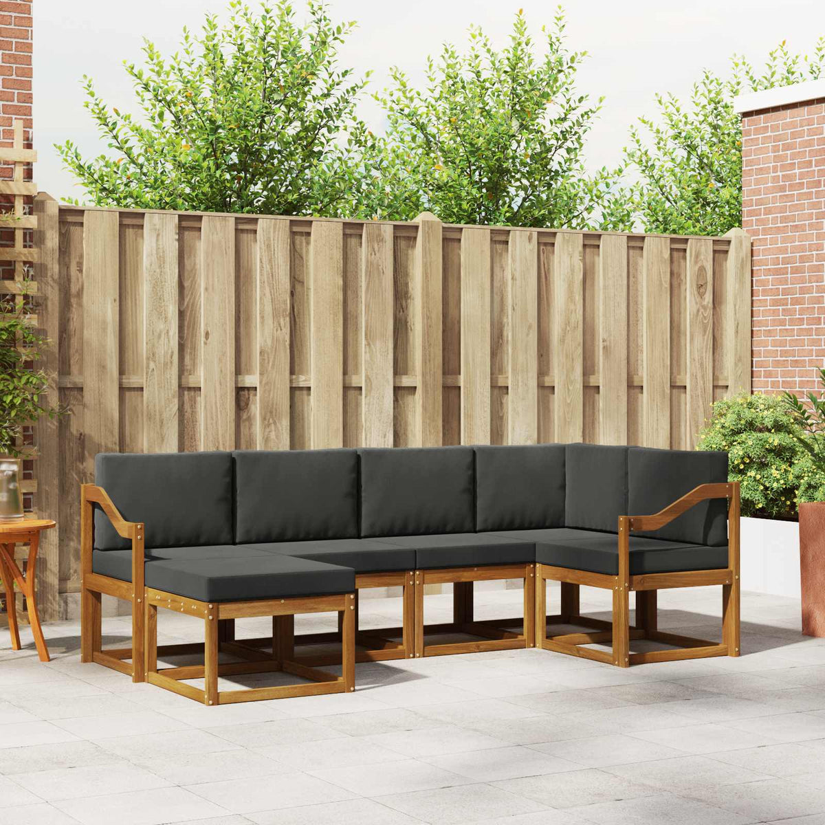 Buiten bankenset met kussen 6 pcs Natuurlijk en Antraciet is nu te koop bij PeponiXL, paradijselijk wonen!