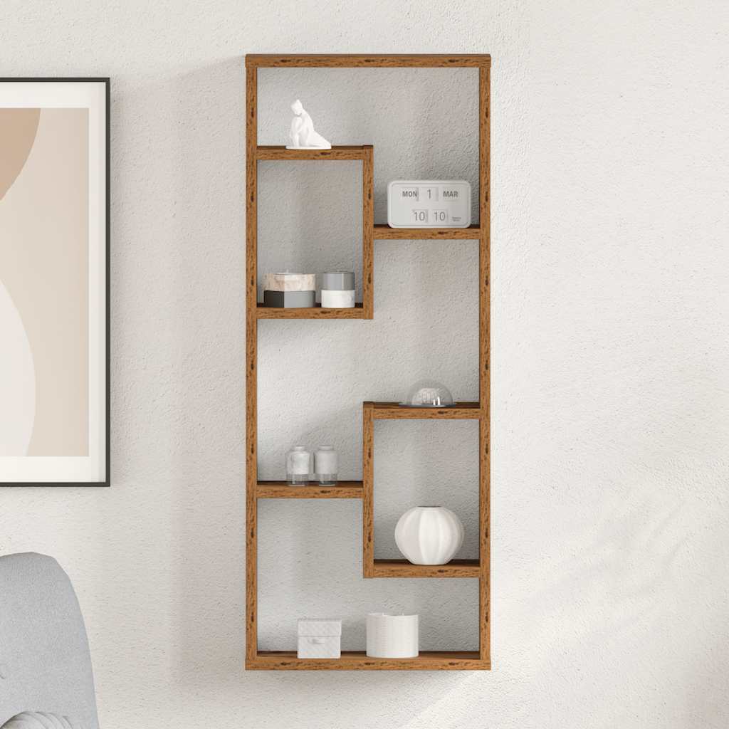 Wandplank 36x16x90 cm bewerkt hout oud houtkleurig is nu te koop bij PeponiXL, paradijselijk wonen!