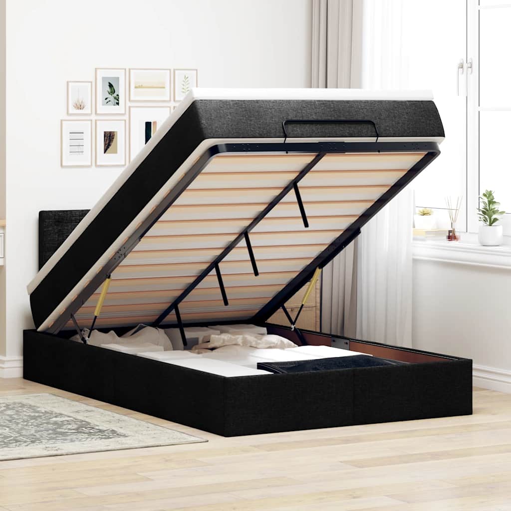 Bed poef met matras en LED's 120x190 cm stof zwart is nu te koop bij PeponiXL, paradijselijk wonen!