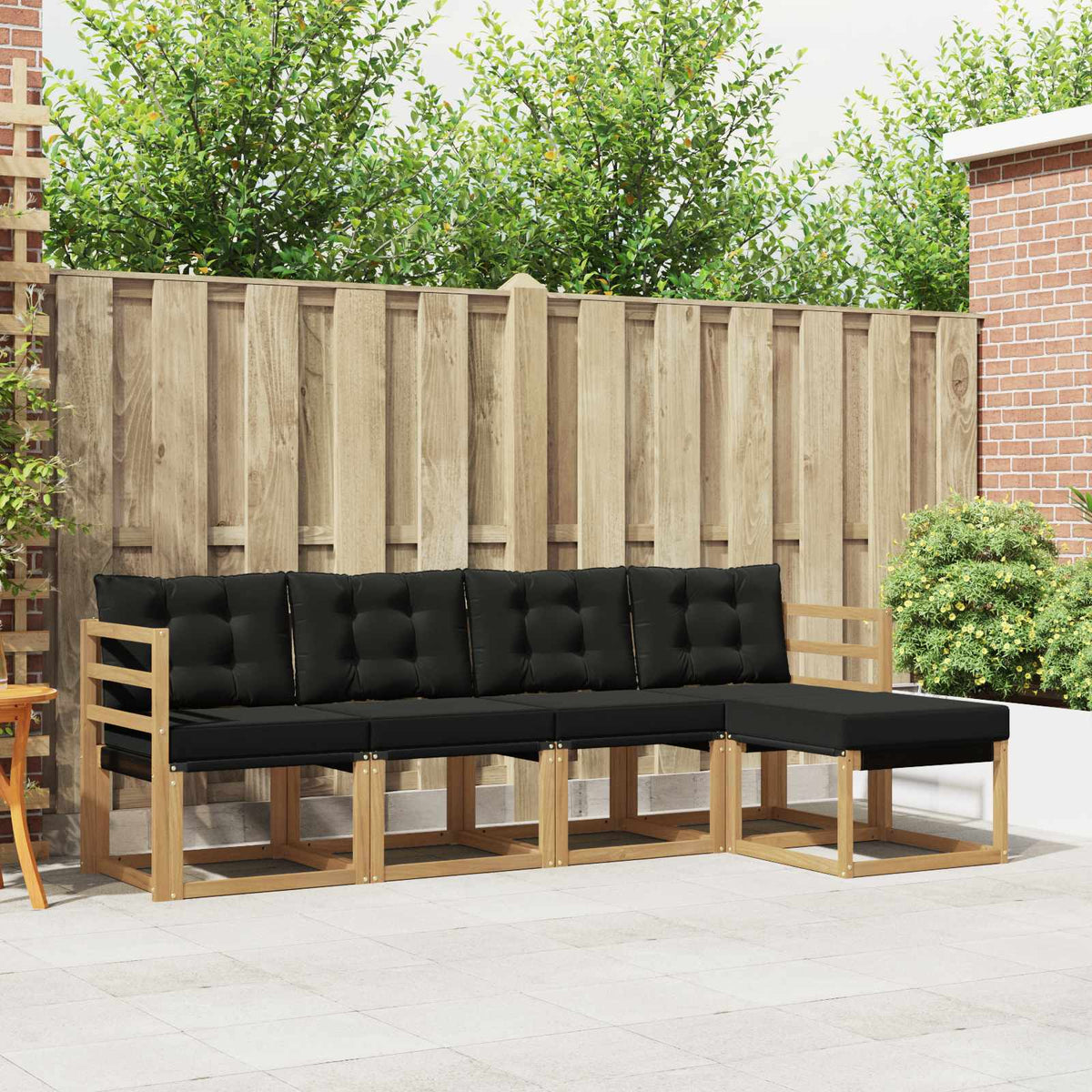 Buiten bankenset met kussen 5 pcs Wit en zwart is nu te koop bij PeponiXL, paradijselijk wonen!