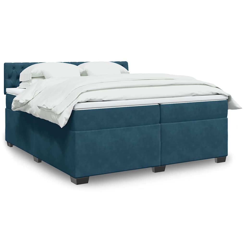 Boxspring met matras fluweel blauw 200x200 cm is nu te koop bij PeponiXL, paradijselijk wonen!