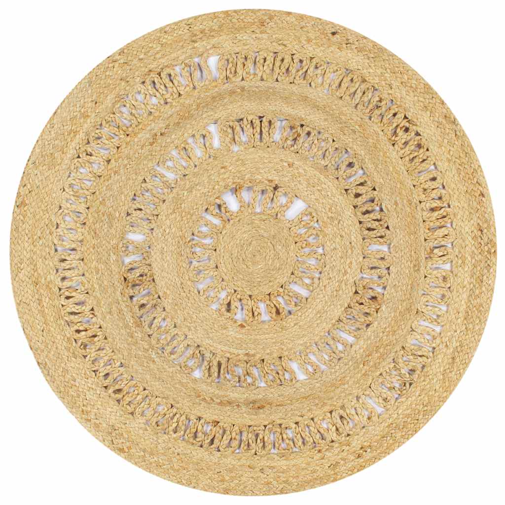 Vloerkleed handgemaakt 90 cm gevlochten jute is nu te koop bij PeponiXL, paradijselijk wonen!