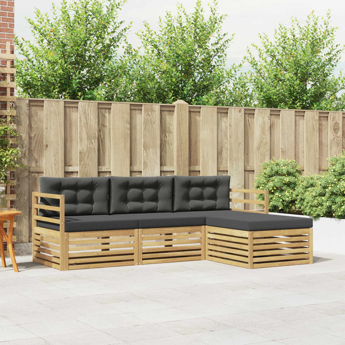 Buiten bankenset 4 pcs Wit en antracietkleurig Polyester is nu te koop bij PeponiXL, paradijselijk wonen!