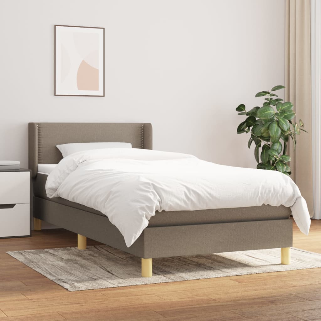 Boxspring met matras stof taupe 90x190 cm is nu te koop bij PeponiXL, paradijselijk wonen!