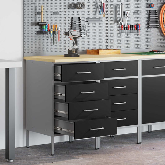 Werk kast met lade 2 pcs Zwart en Grijs 100 x 55 x 85 cm is nu te koop bij PeponiXL, paradijselijk wonen!