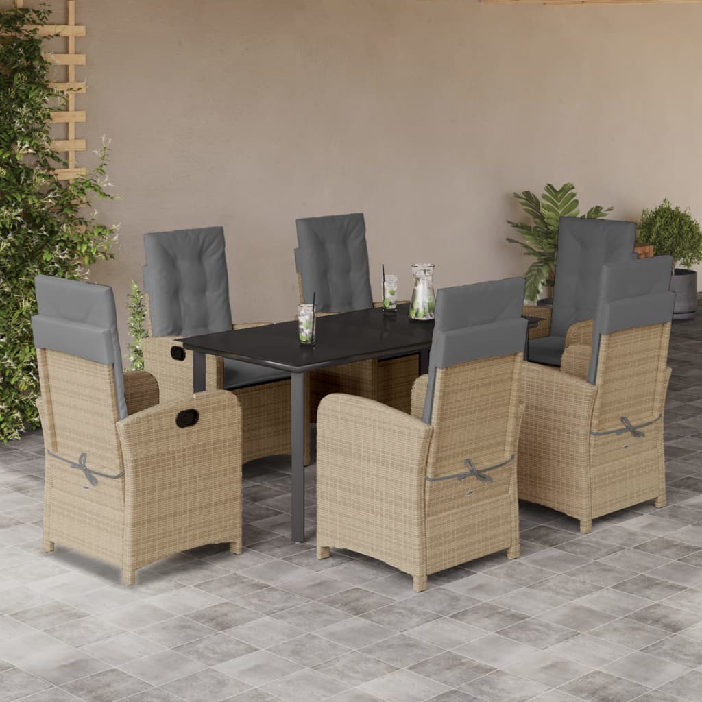 7-delige Tuinset met kussens poly rattan gemengd beige is nu te koop bij PeponiXL, paradijselijk wonen!