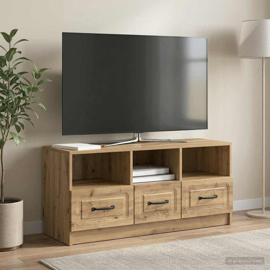 TV-kast Artisanaal eiken 102 x 34,5 x 47 cm Bewerkt hout is nu te koop bij PeponiXL, paradijselijk wonen!
