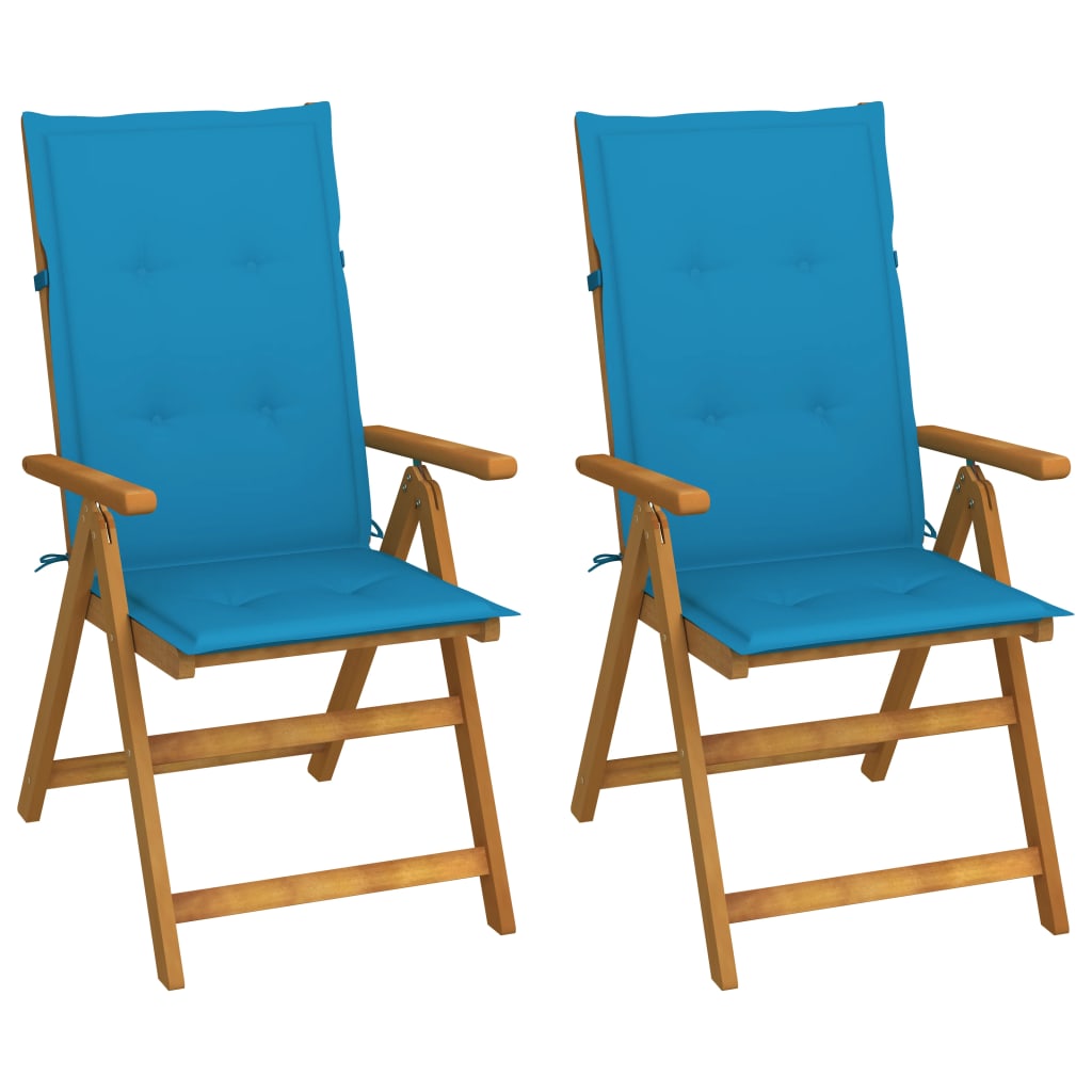 Tuinstoelen 2 st verstelbaar met kussens massief acaciahout is nu te koop bij PeponiXL, paradijselijk wonen!