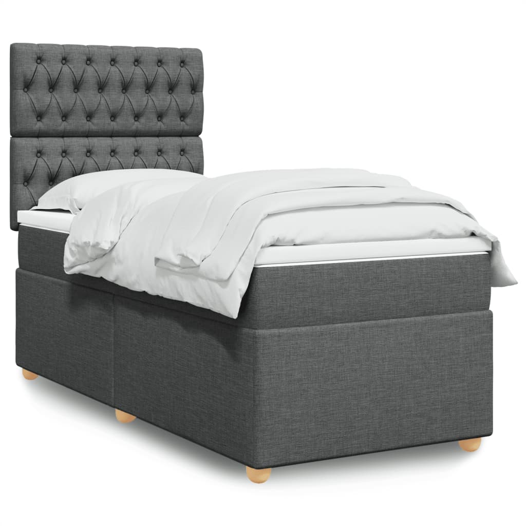 Boxspring met matras stof donkergrijs 100x200 cm is nu te koop bij PeponiXL, paradijselijk wonen!