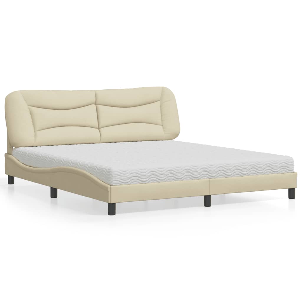 Bed met matras "Hvar" stof crèmekleurig 180x200 cm is nu te koop bij PeponiXL, paradijselijk wonen!