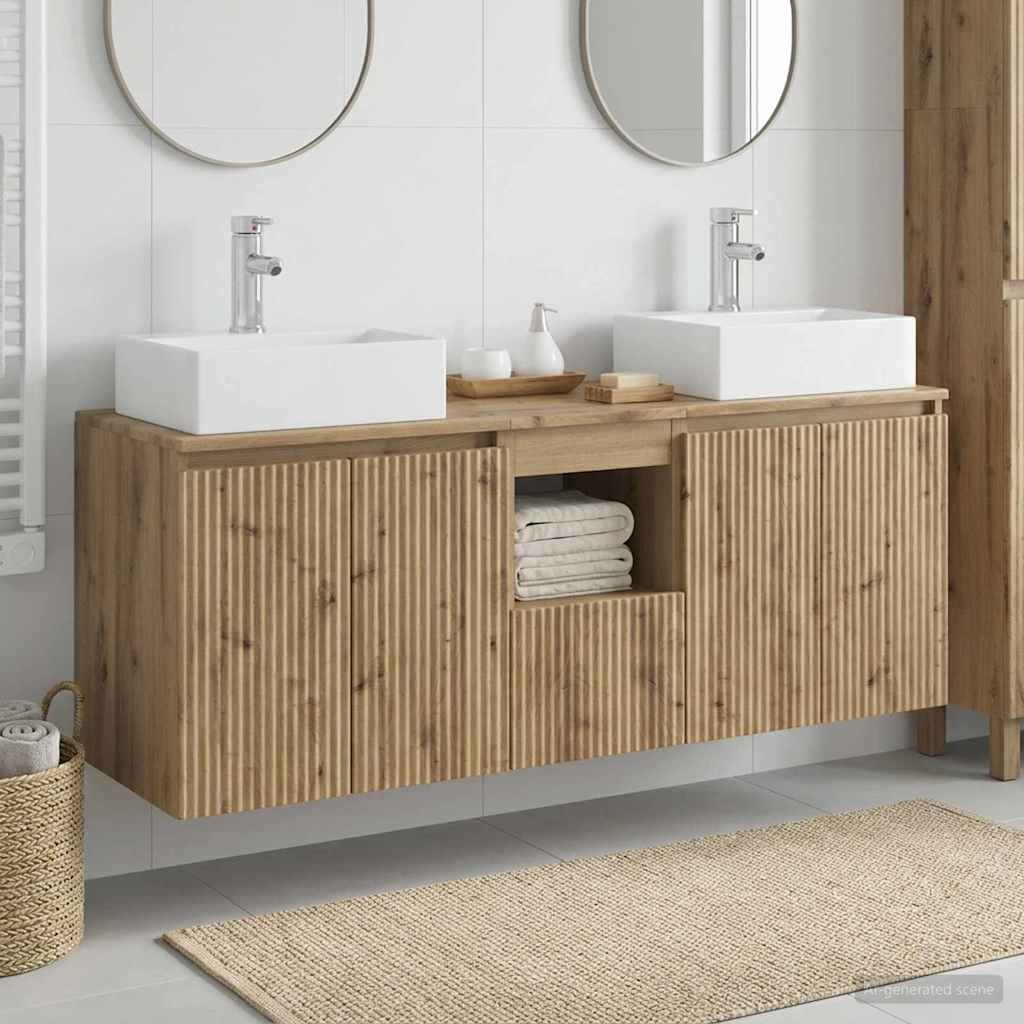 Badkamerkastenset 3 st Artisanaal eiken 49,5 x 41 x 62,5 cm is nu te koop bij PeponiXL, paradijselijk wonen!