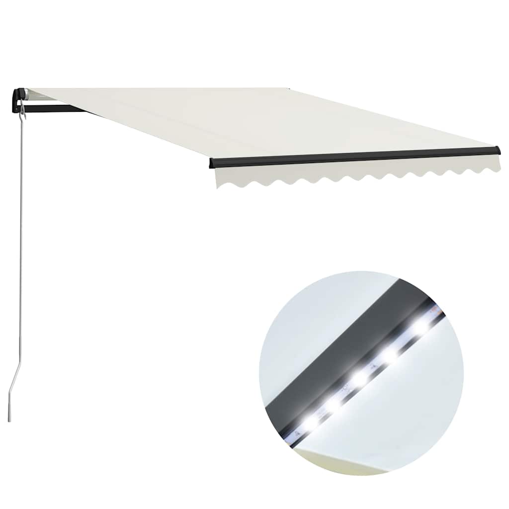 Luifel handmatig uittrekbaar met LED 300x250 cm crème is nu te koop bij PeponiXL, paradijselijk wonen!