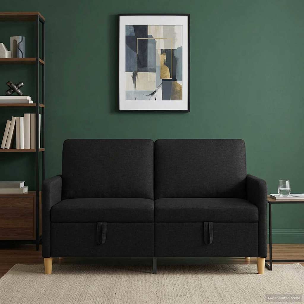 Bank met opslag Zwart 152 x 78 x 87 cm Polyester is nu te koop bij PeponiXL, paradijselijk wonen!