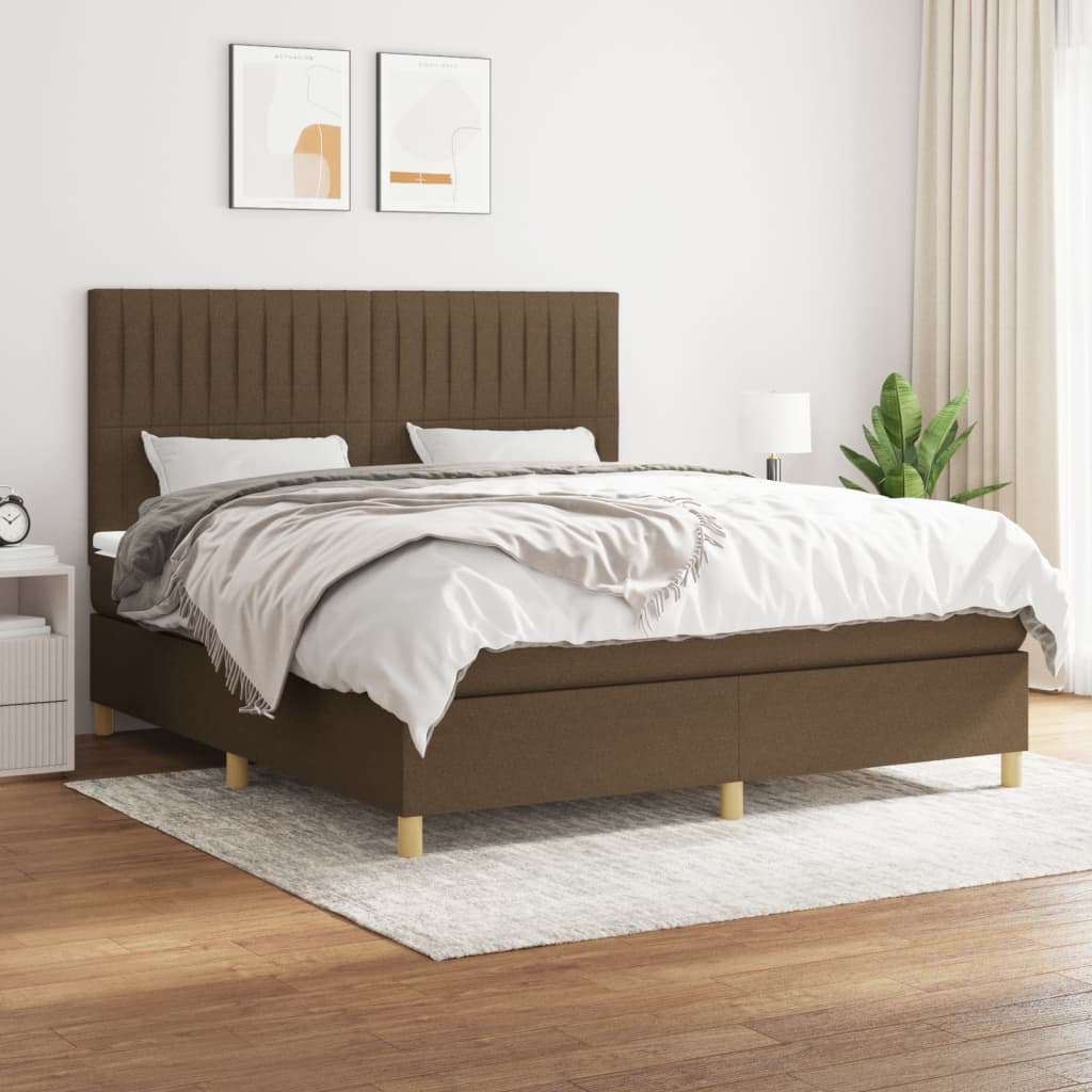 Boxspring met matras stof donkerbruin 160x200 cm is nu te koop bij PeponiXL, paradijselijk wonen!
