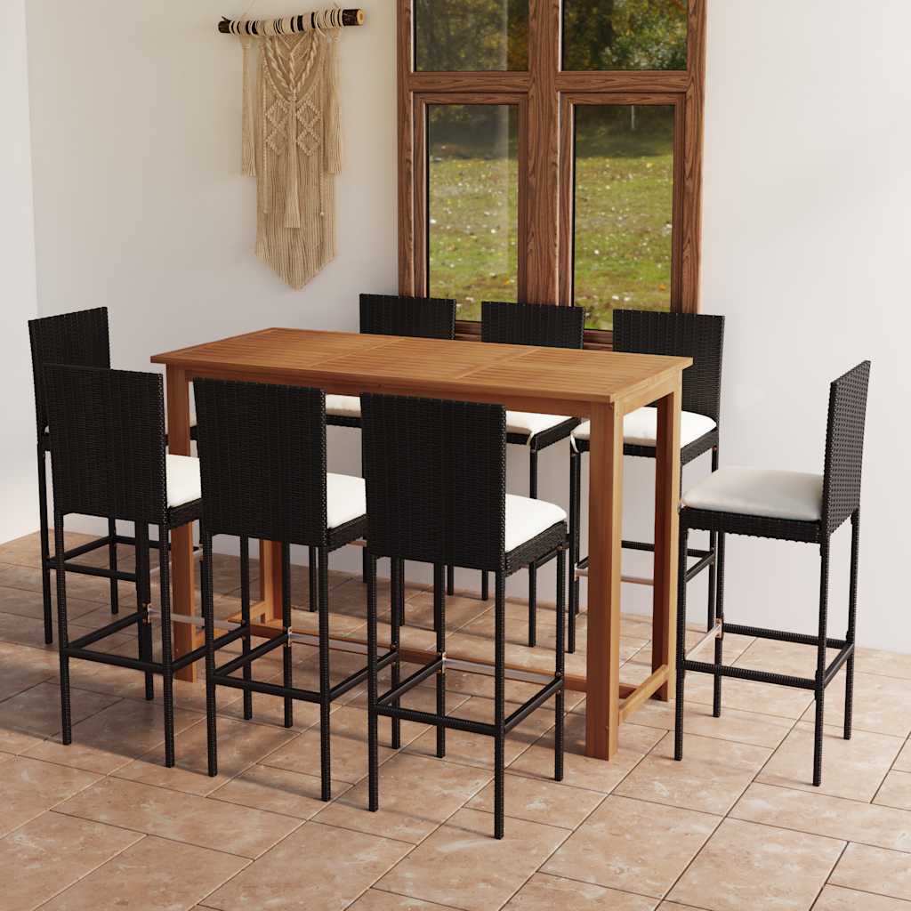 9-delige Tuinbarset met kussens zwart is nu te koop bij PeponiXL, paradijselijk wonen!