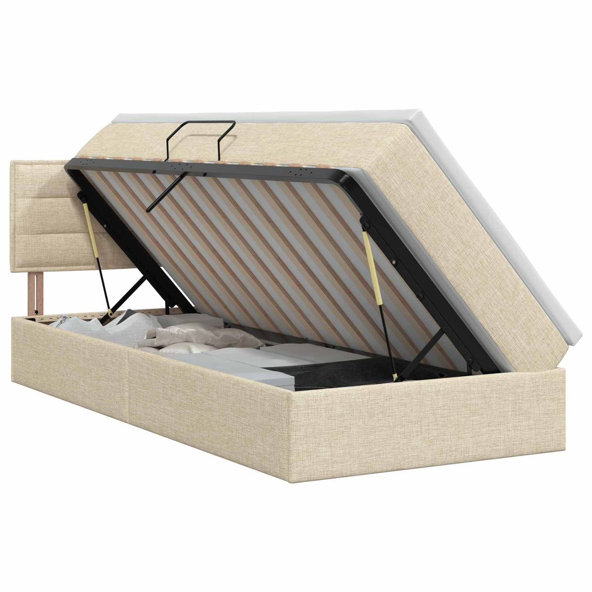 Opbergbed met matras Crèmekleurig 100 x 200 cm fluweel is nu te koop bij PeponiXL, paradijselijk wonen!