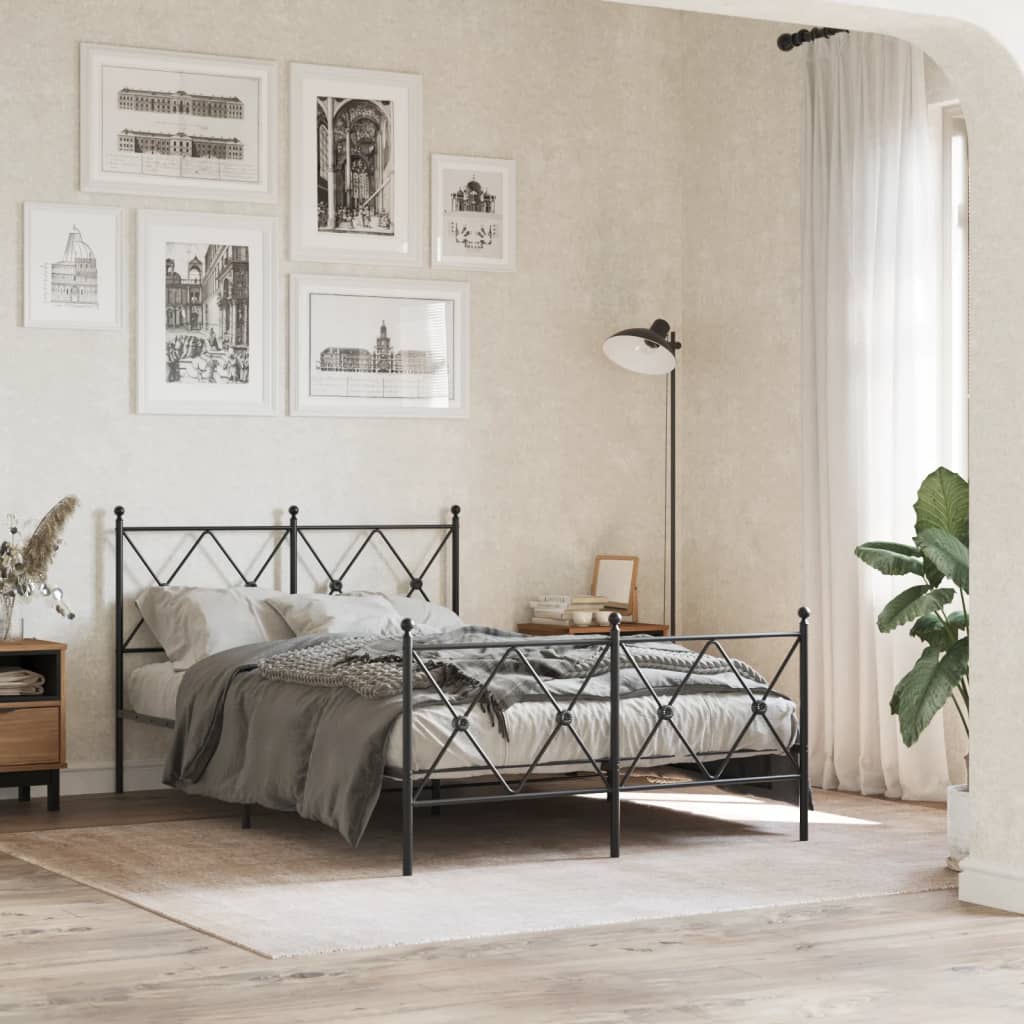 Bedframe met hoofd- en voeteneinde metaal zwart 120x200 cm is nu te koop bij PeponiXL, paradijselijk wonen!