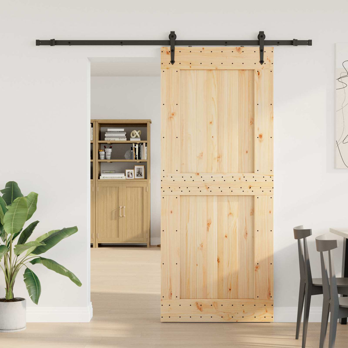 Schuifdeur NARVIK Naturel en Zwart 95 x 210 cm (213,5 cm) is nu te koop bij PeponiXL, paradijselijk wonen!