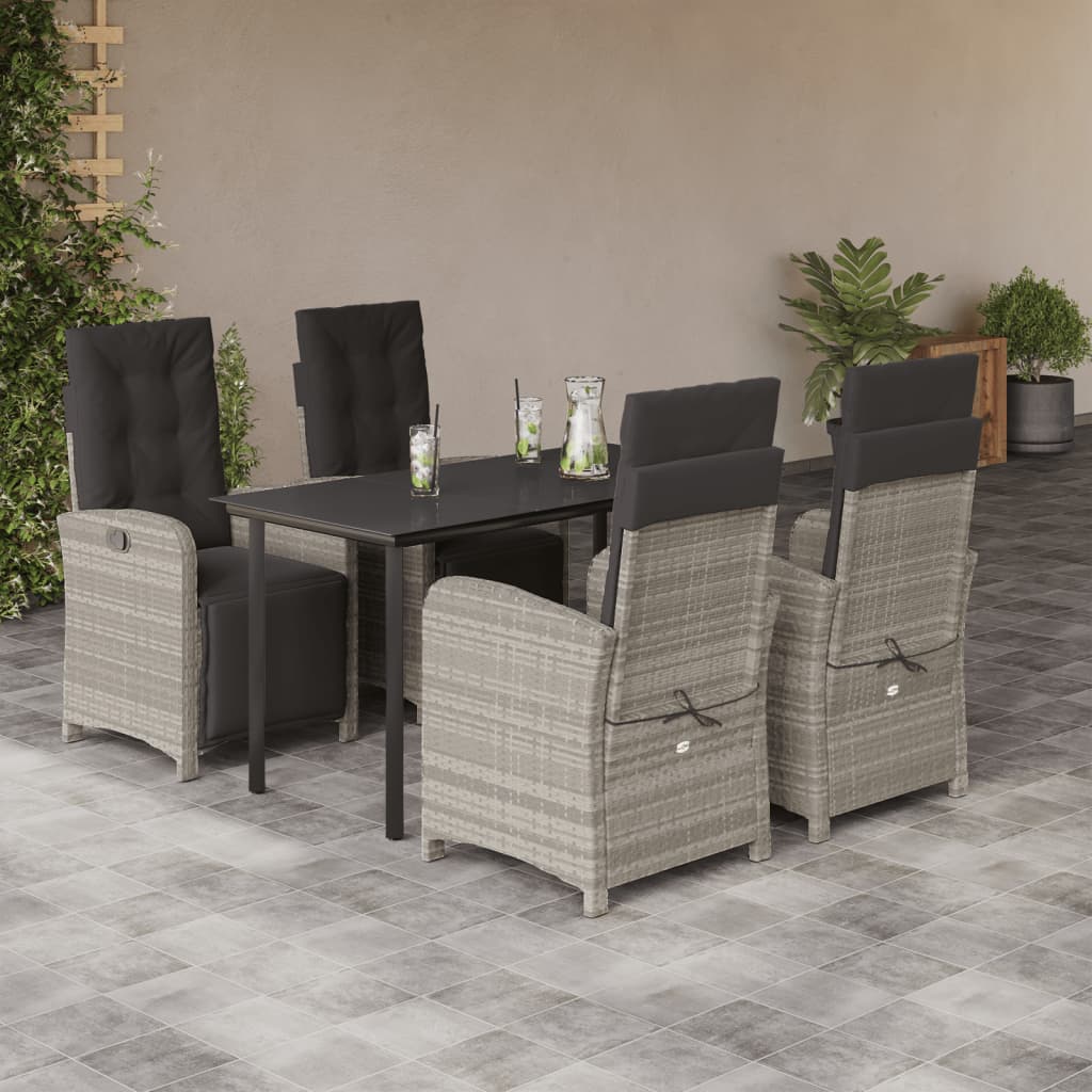 5-delige Tuinset met kussens poly rattan lichtgrijs is nu te koop bij PeponiXL, paradijselijk wonen!