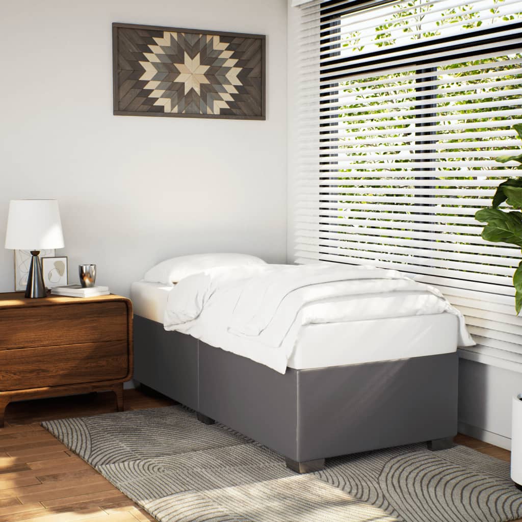 Bedframe kunstleer grijs 80x200 cm is nu te koop bij PeponiXL, paradijselijk wonen!