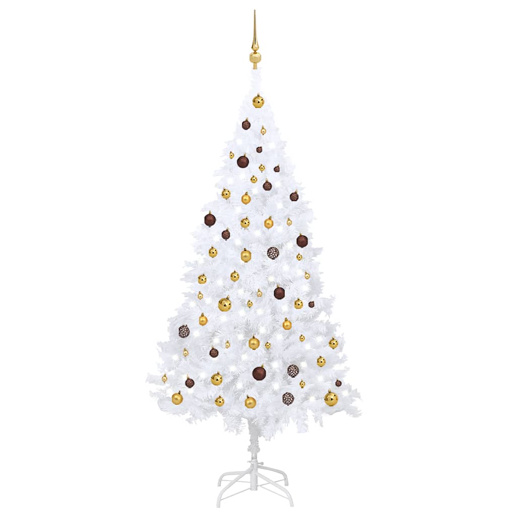 Kunstkerstboom met verlichting en kerstballen 210 cm PVC wit is nu te koop bij PeponiXL, paradijselijk wonen!