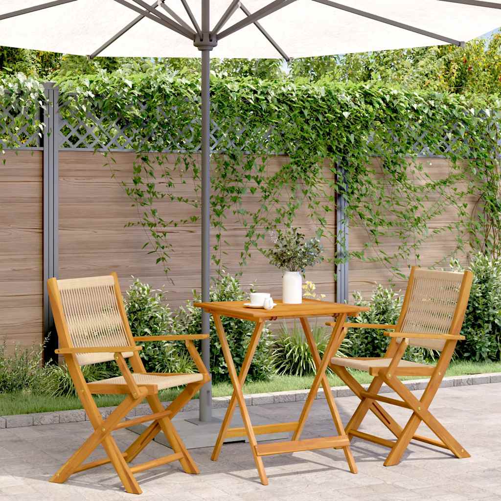 3-delige Bistroset polypropeen en massief hout beige is nu te koop bij PeponiXL, paradijselijk wonen!