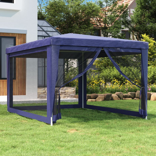 Partytent met 4 mesh zijwanden 3x4 m HDPE blauw is nu te koop bij PeponiXL, paradijselijk wonen!
