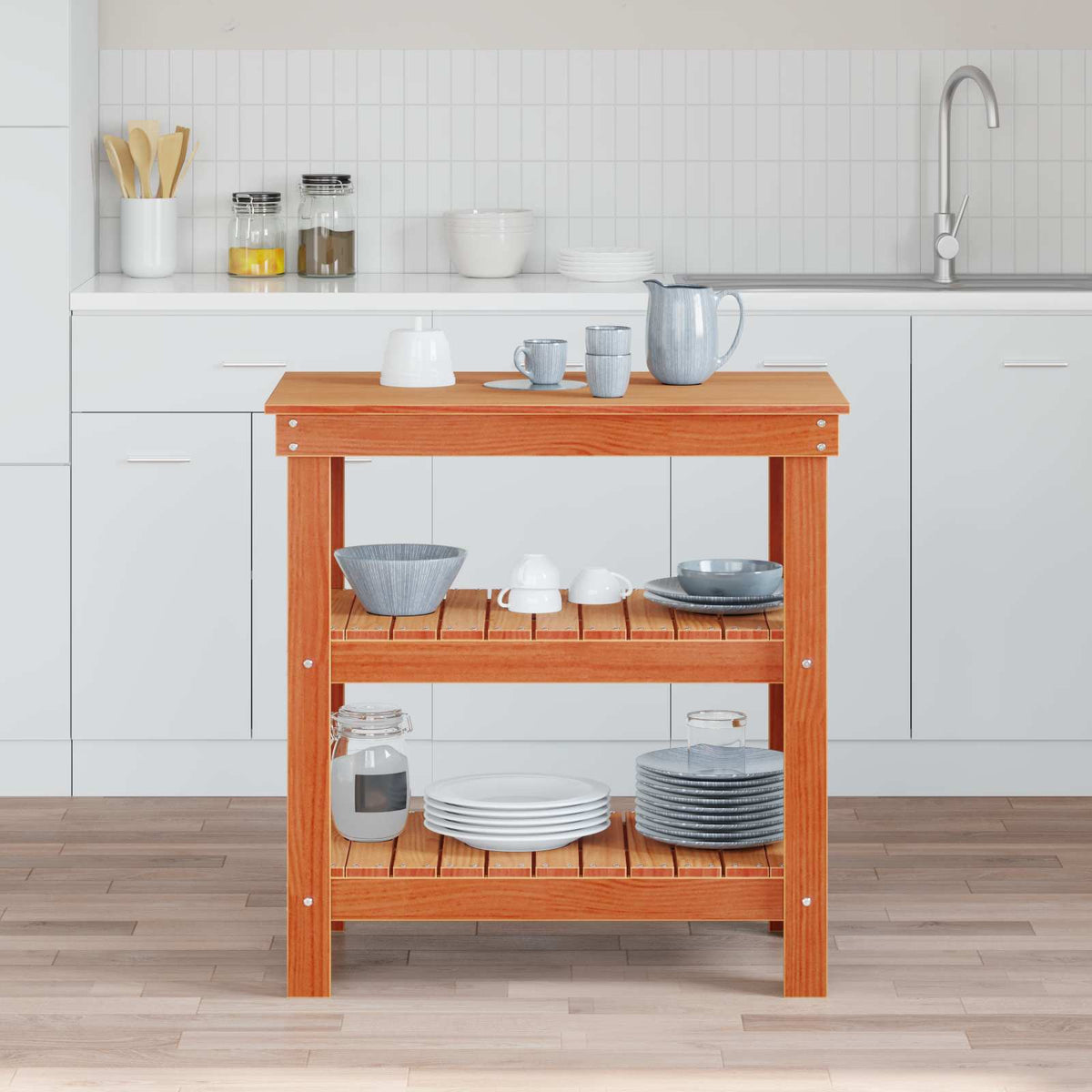 Werkbank Wasbruin 78,5 x 50 x 80 cm Massief grenenhout is nu te koop bij PeponiXL, paradijselijk wonen!