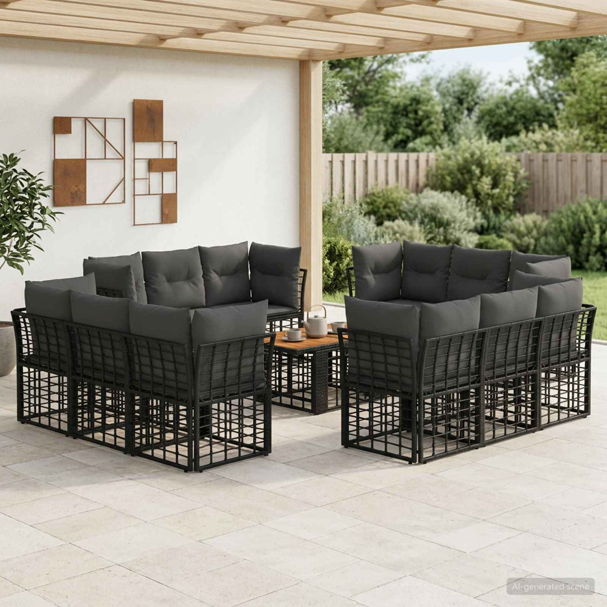 Tuinbankenset 13 st Zwart en Donkergrijs poly rattan is nu te koop bij PeponiXL, paradijselijk wonen!