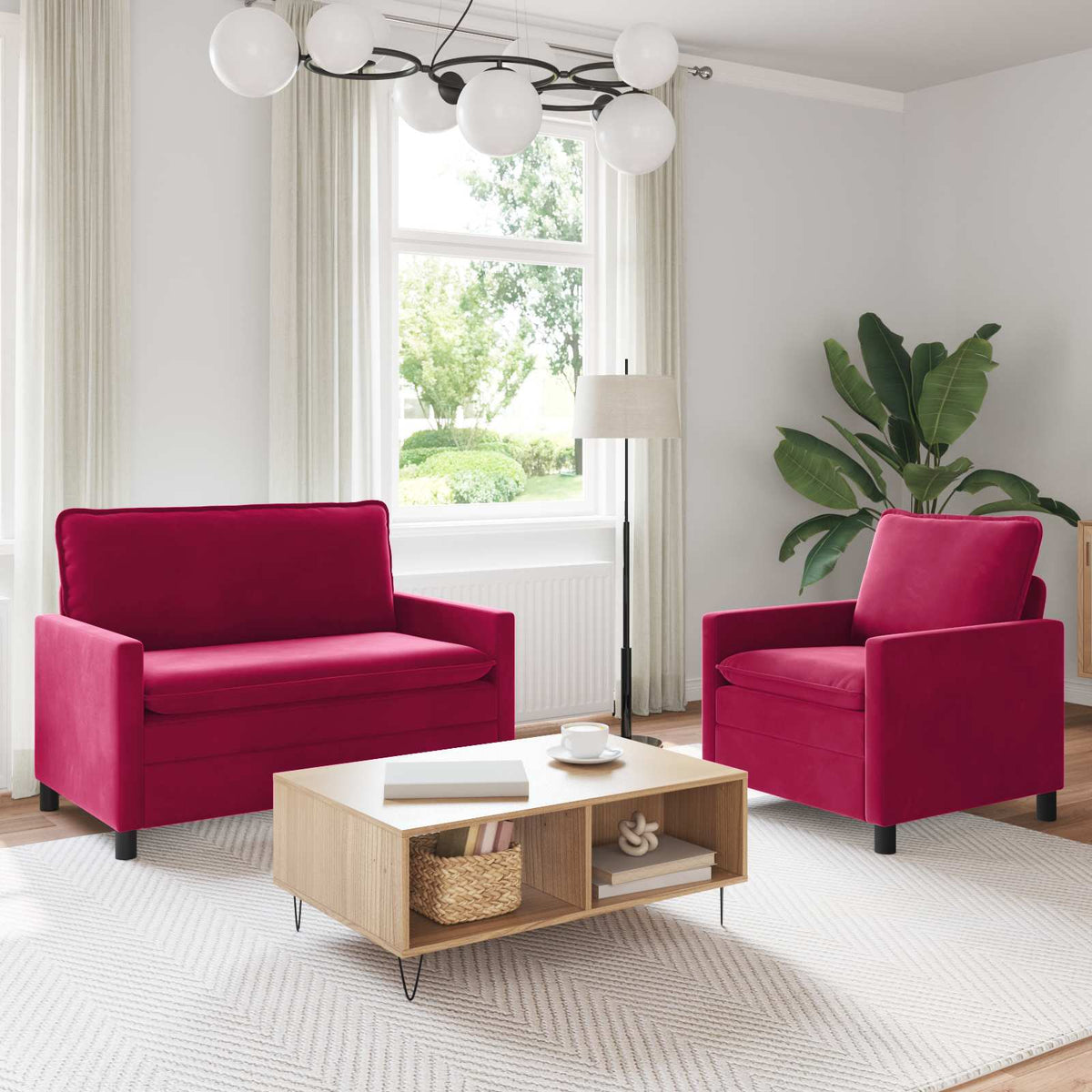 Bankstel 2 pcs Wijnrood Fluweel is nu te koop bij PeponiXL, paradijselijk wonen!