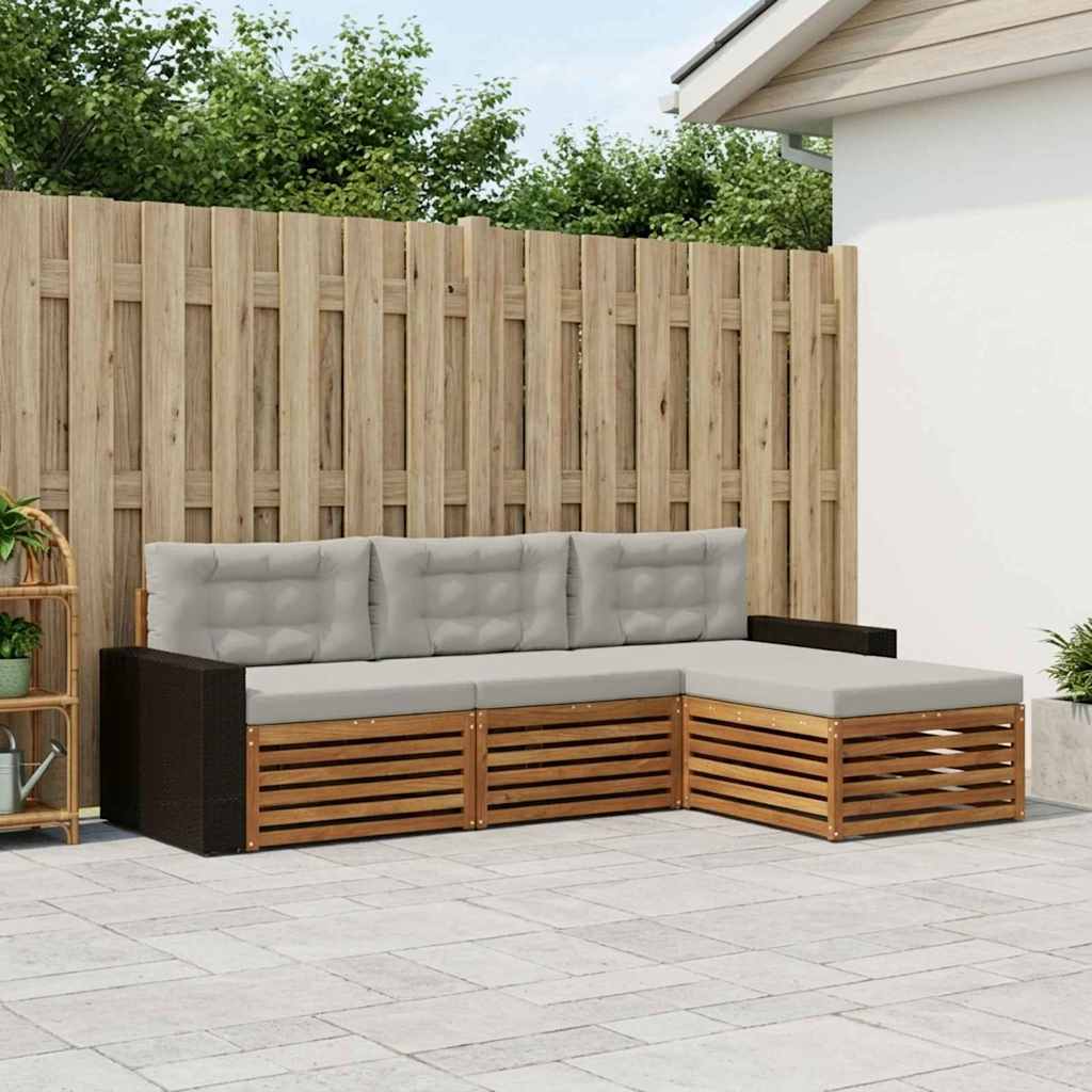 Buiten bankenset 4 pcs Naturel en lichtgrijs Polyester is nu te koop bij PeponiXL, paradijselijk wonen!