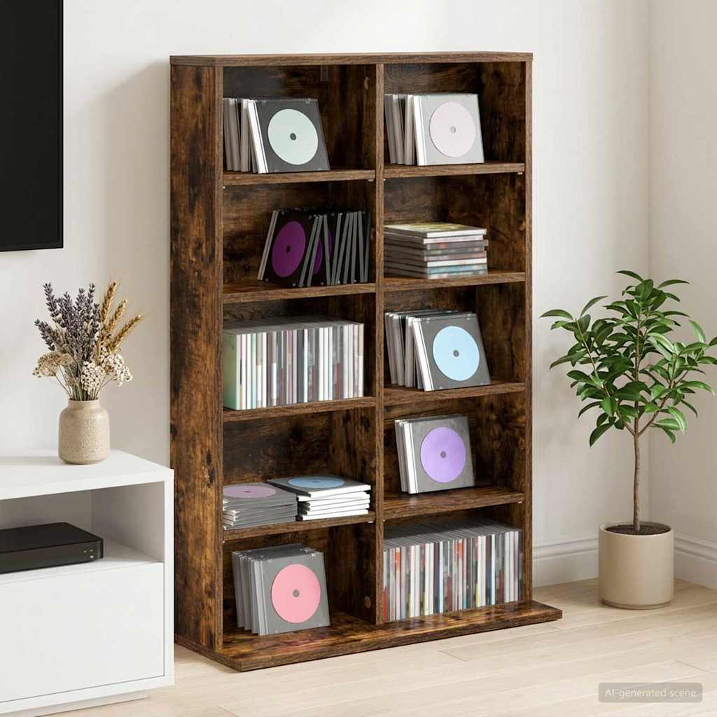 CD Kast Gerookt eiken 65 x 23,5 x 97,5 cm Bewerkt hout is nu te koop bij PeponiXL, paradijselijk wonen!