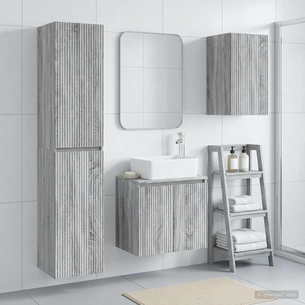 Badkamermeubelset 3 st Grijs Sonoma 33 x 34,5 x 160 cm is nu te koop bij PeponiXL, paradijselijk wonen!
