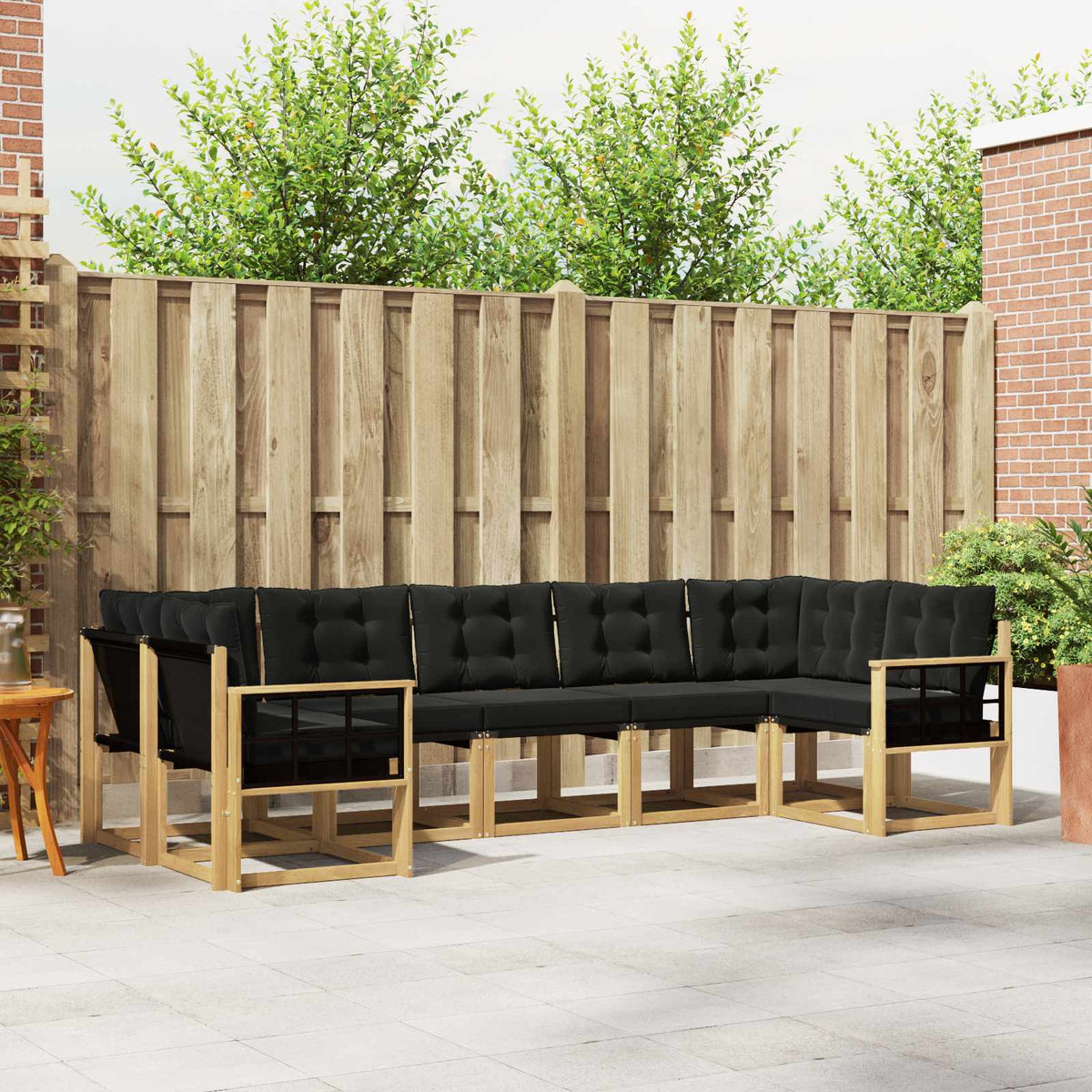Buiten bankenset met kussen 7 pcs Wit en zwart is nu te koop bij PeponiXL, paradijselijk wonen!