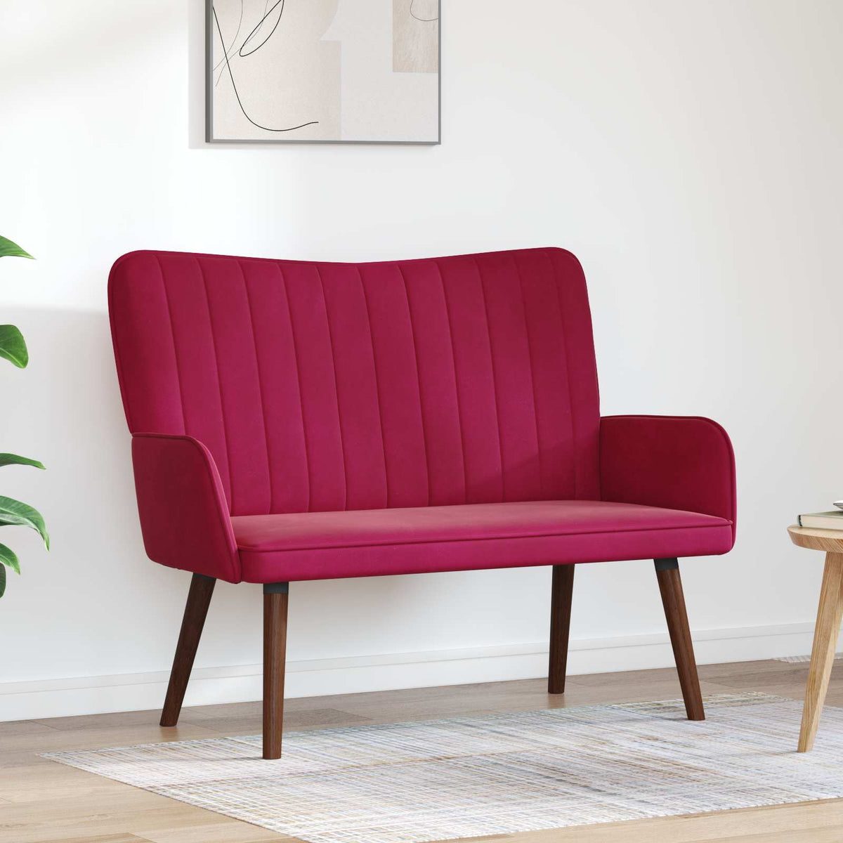 Twee Persoons Sofa Wijnrood 115 x 61 x 87 cm Fluweel is nu te koop bij PeponiXL, paradijselijk wonen!