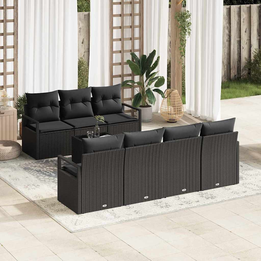 Bankstel met kussen 8 pcs Zwart poly rattan is nu te koop bij PeponiXL, paradijselijk wonen!