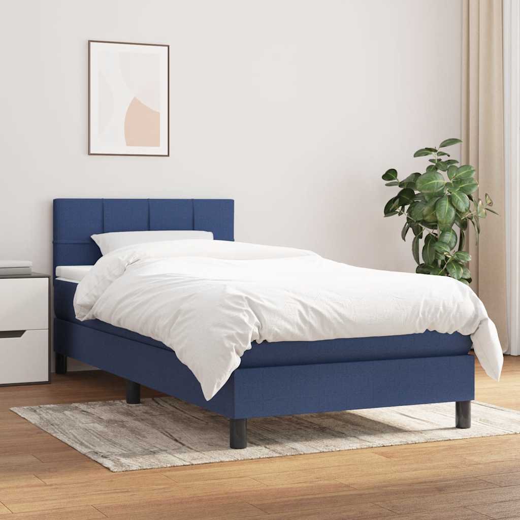 Boxspring met matras stof blauw 90x200 cm is nu te koop bij PeponiXL, paradijselijk wonen!