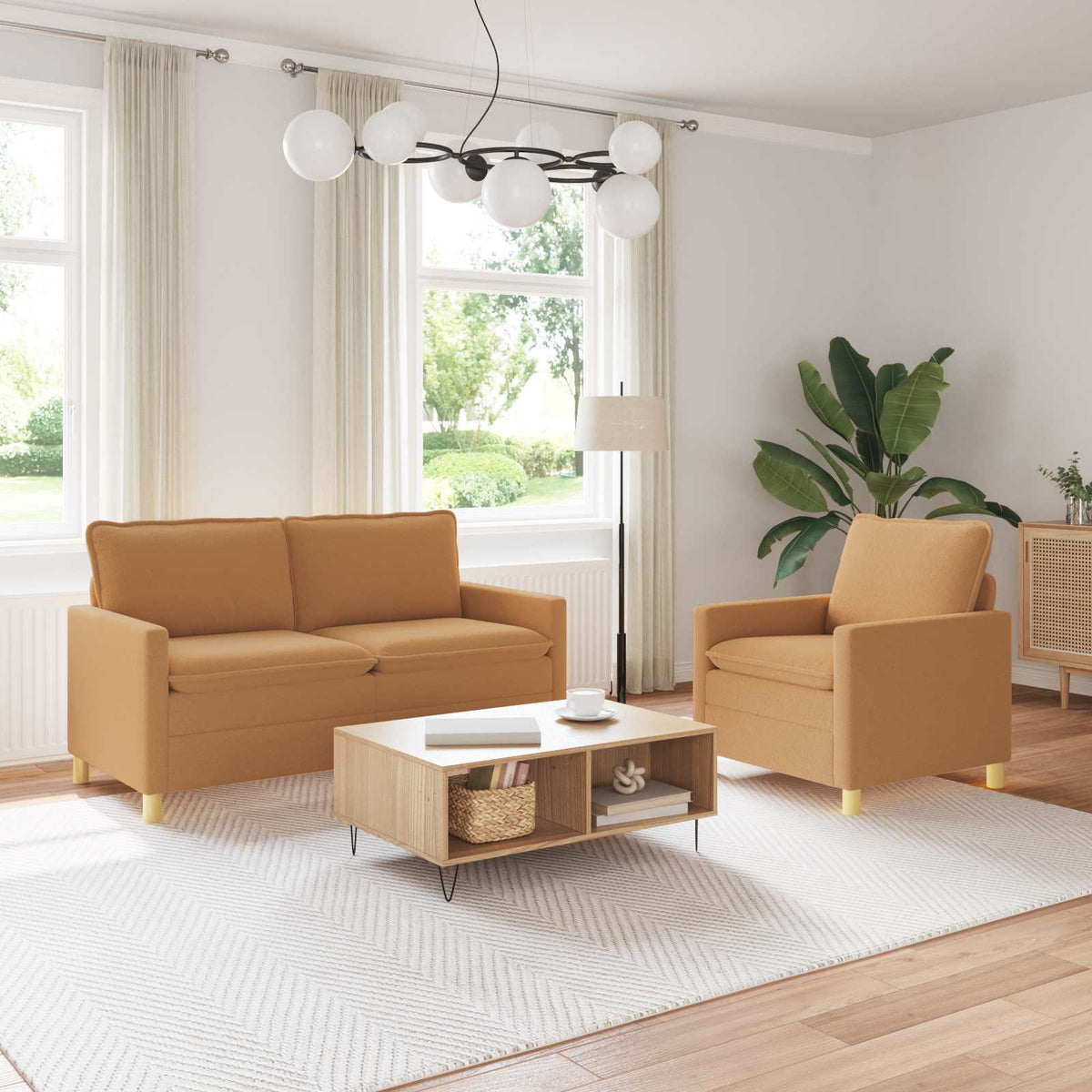 Bankstel 2 st Beige Stof is nu te koop bij PeponiXL, paradijselijk wonen!