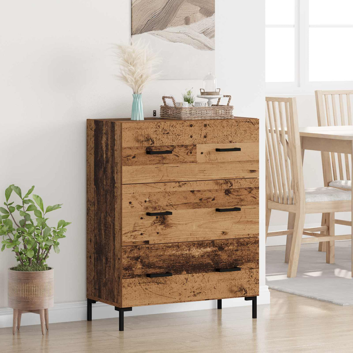 Dressoir Oud Hout 69,5 x 34 x 90 cm Gemonteerd hout en ijzer is nu te koop bij PeponiXL, paradijselijk wonen!