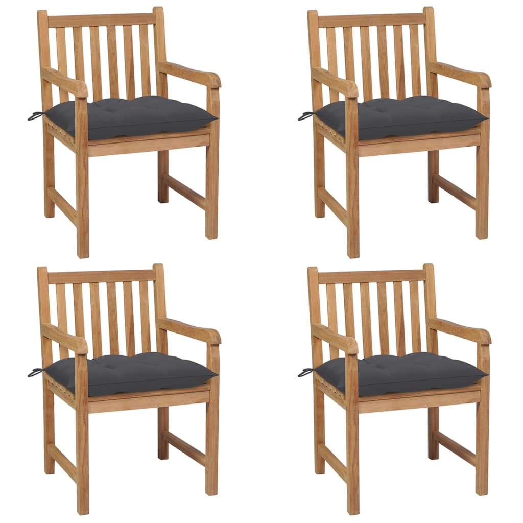 Tuinstoelen 4 st met antracietkleurige kussens massief teakhout is nu te koop bij PeponiXL, paradijselijk wonen!