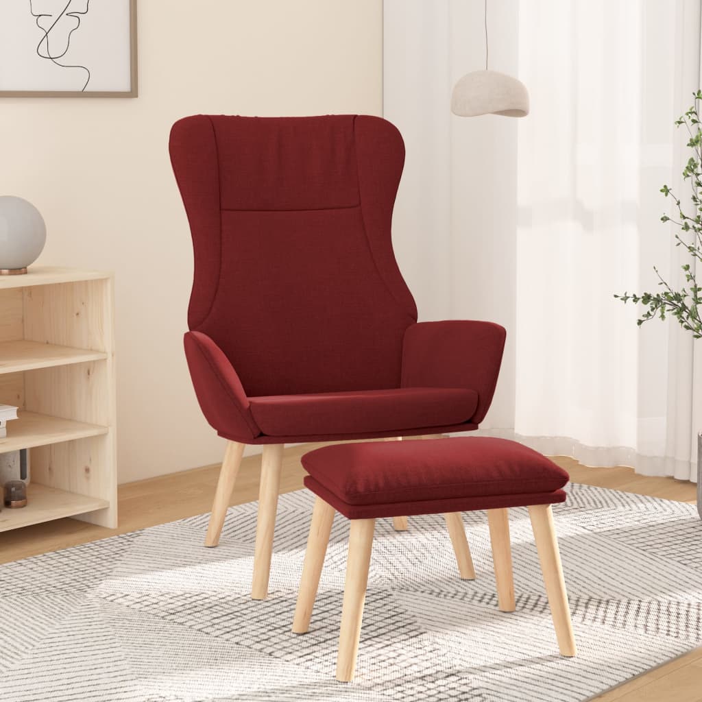 Relaxstoel met voetenbank stof wijnrood is nu te koop bij PeponiXL, paradijselijk wonen!