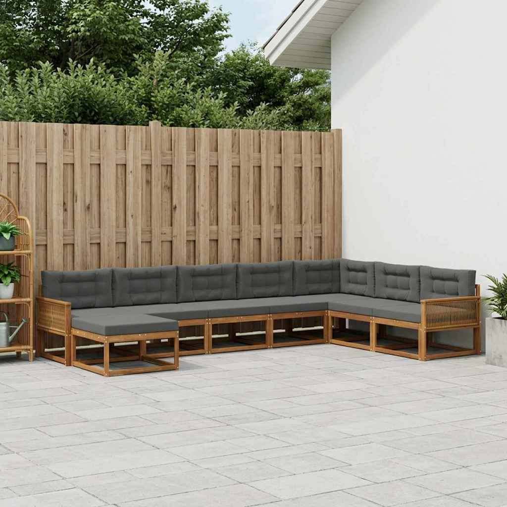 Buiten bankenset met kussen 8 pcs Natuurlijk en Antraciet is nu te koop bij PeponiXL, paradijselijk wonen!