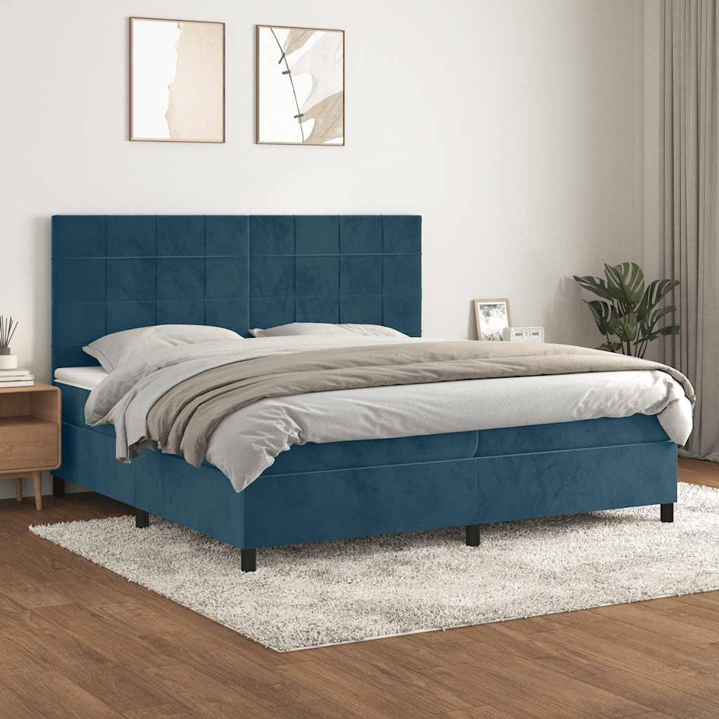 Boxspring met matras fluweel donkerblauw 200x200 cm is nu te koop bij PeponiXL, paradijselijk wonen!
